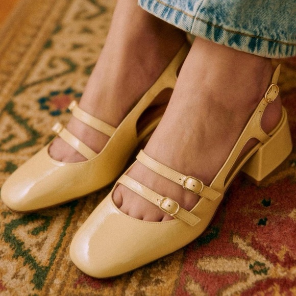 Sezane Shoes - Sézane Patent Paula Babies Pale Butter Yellow 39/8 *New*